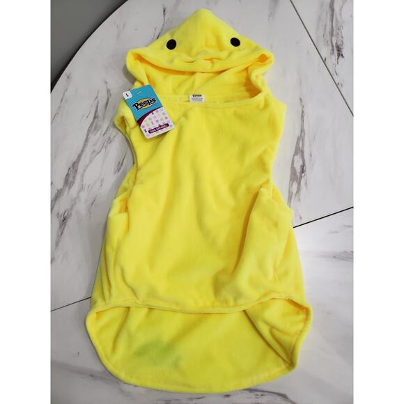 Yellow Peeps Dog Costume Large Jacket HOODIE Beanie Bunny Plush Easter Halloween - Picture 1 of 4
